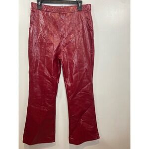 Princess Polly Faux Leather‎ Pants Red Wide Leg High Waist Size US 8